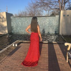 Red Sequin Prom Dress