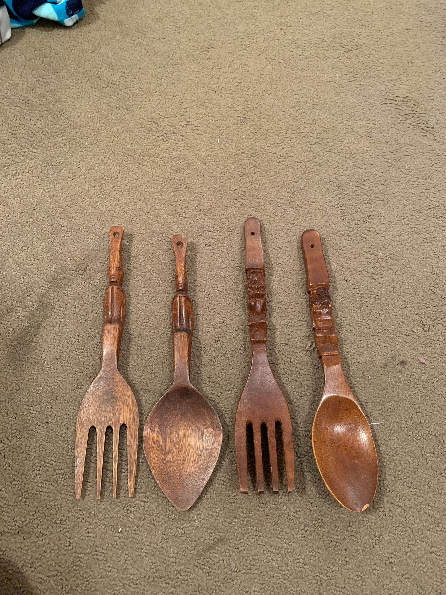 12” Wooden fork ñ Spoon lot of 4