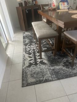 Dark Gray Distressed Area Rug