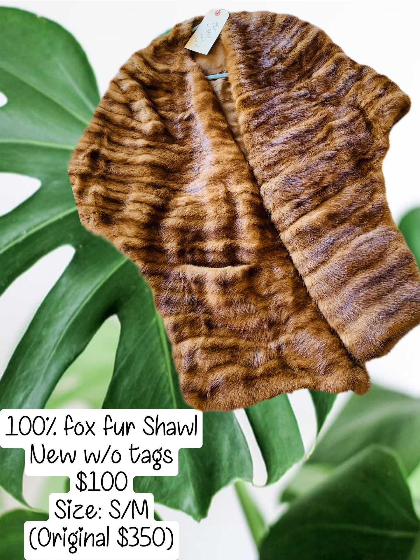 Fox fur shawl- New used only once time for a runway show!