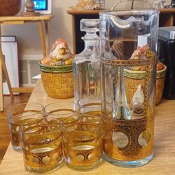 Vintage Culver Ltd. 22k Gold Antigua  Glass Set