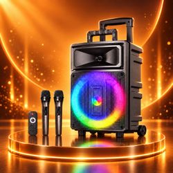 Karaoke speaker with 2 wireless microphone