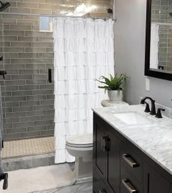 White Ruffled Shower Curtain