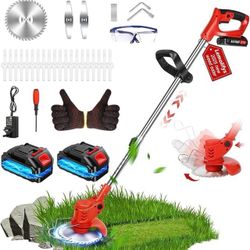 Electric Stringless Weed Wacker, Electric Weed Trimmer Eater Battery Powered 2000mAh 21V, 3 in 1 Cordless String Grass Trimmer Mini Mower Edger Brush 