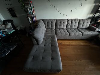 Gray Tufted Sectional Sofa