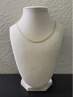 16 inch 3mm - Gold Over 925 Sterling Silver Pave Cuban Chain