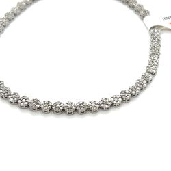 10kt White Gold Flower Set Diamond Tennis Bracelet 2.15ctw 7” 6.00grams 153640 1
