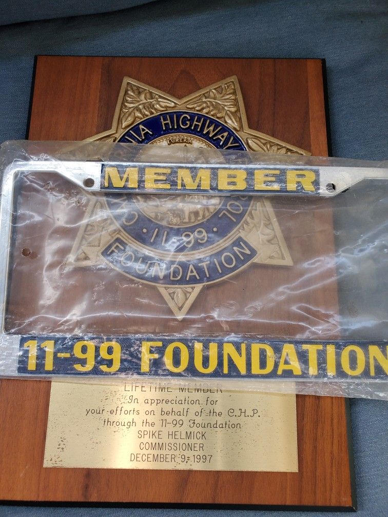 Vintage CHP 11-99 Foundation Plaque and Frame