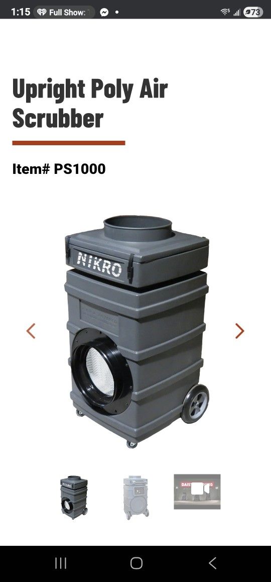 ps1000 upright poly air scrubber