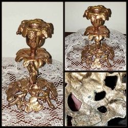 VINTAGE ORNATE GRAPEVINE GRAPE VINE BRASS METAL GLOMAR GLO-MAR ARTWORKS INC CANDELABRA CANDLESTICK CANDLE HOLDER DECOR DISPLAY