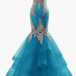 Mermaid formal Gown, Sweetheart bodycon dress,ruffles 