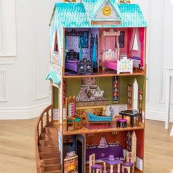 Brand New In Box 4 ft tall Frozen Arendelle castle dollhouse with furniture Elsa and Anna bedrooms Fits 12" Dolls Great Christmas Gift