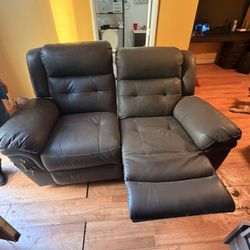 Sofa With Recliner -with Damage-