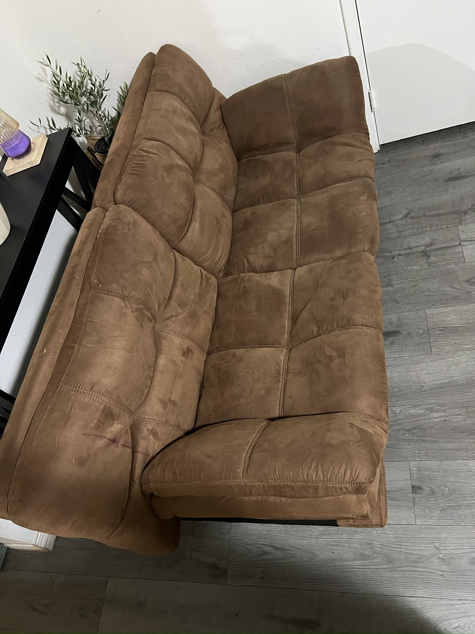 Sofa Bed Futon Suede Brown