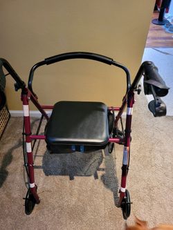 Red Rolling Walker / Rollator with Seat & Storage Basket – Excellent Condition! OBO