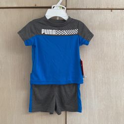 Baby Boy Puma Two Piece Outfit Shirt And Short Size 0-3 Months Nwt