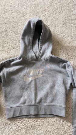Nike Gray Cropped Pullover Hoodie kids