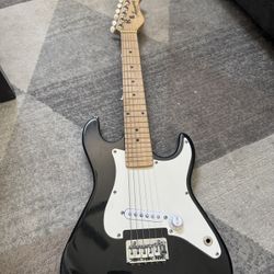 Harmony H-80TMHU Used Black/White Electric Strat Guitar Short Neck