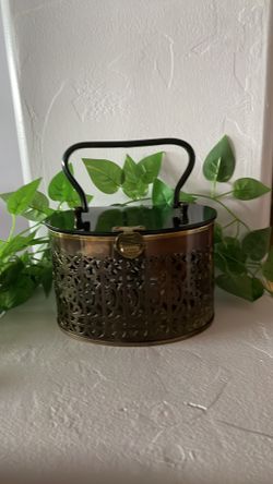 Vintage Pierced Metal & Bakelite Purse! Just Adorable!