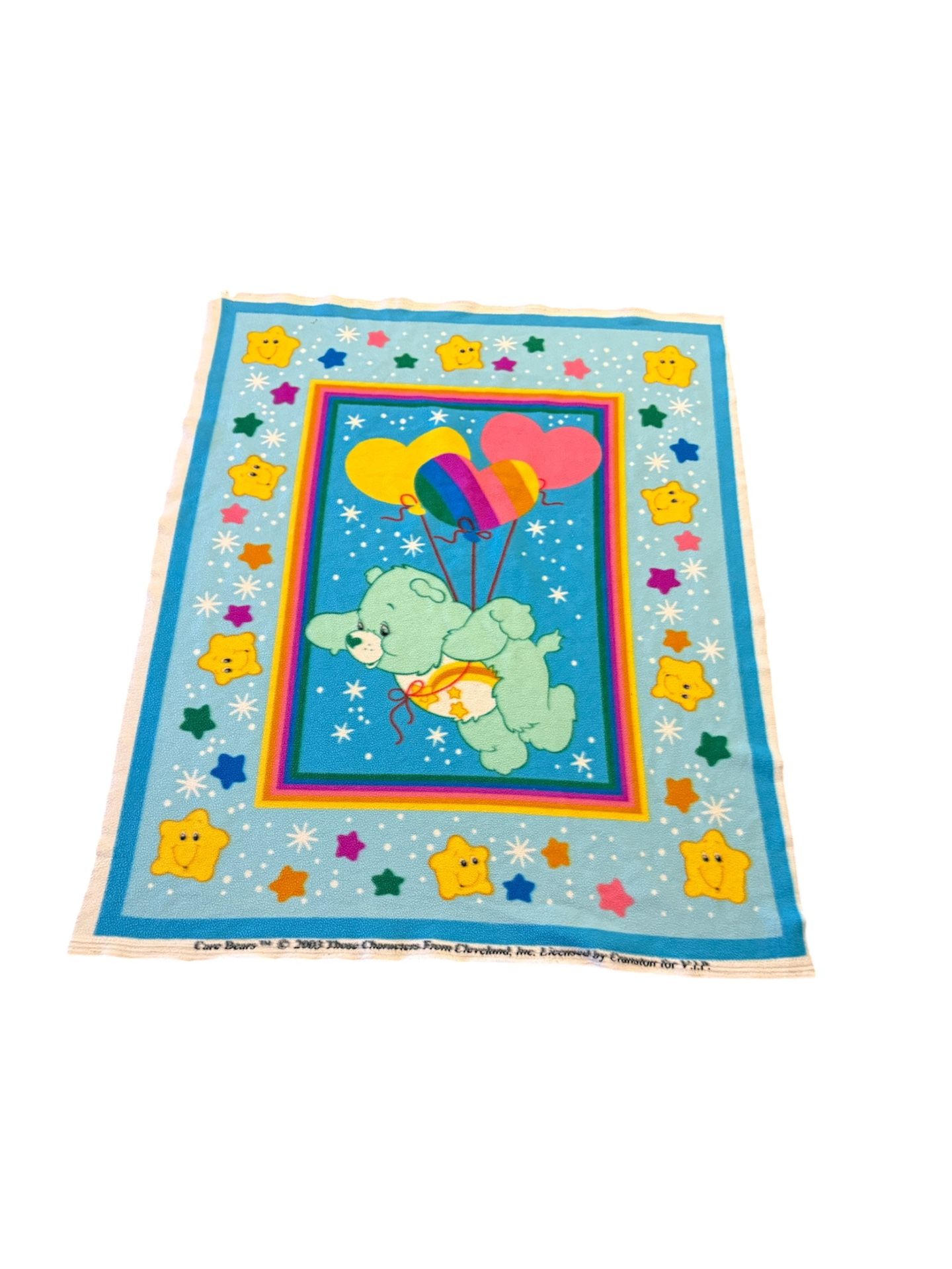 DAMAGED Care Bears Wish Bear Balloons Fleece Blanket AS IS (READ)