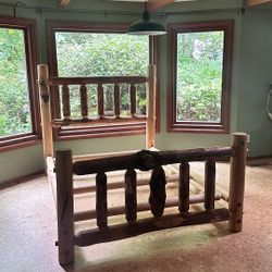 Full/Queen Real Wood Log Cabin Bed Frame 
