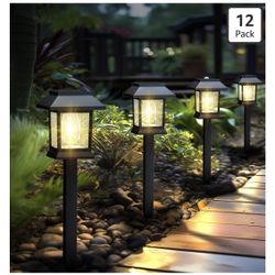 Solar Lights Outdoor,12 Pack 3000K Waterproof Auto On/Off Solar Pathway Lights for Your Garden, Landscape, Path, Yard, Patio, Driveway,Walkway Decor