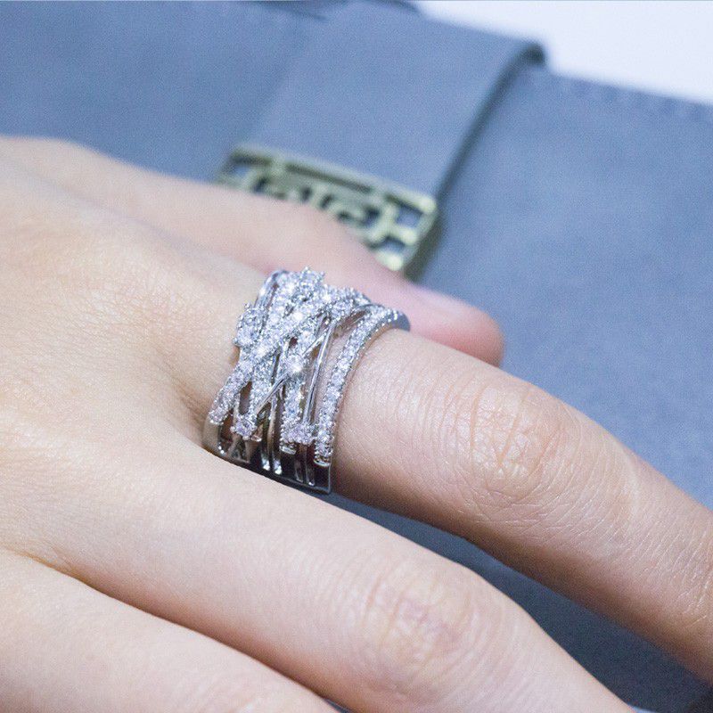 "Multi Layer Exquisite Shiny Zircon Stackable Rings for Women, EVGG1310
 
 