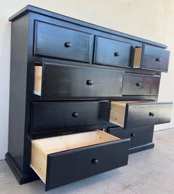 9 Drawer black pinewood