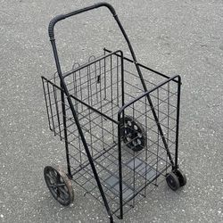Extra Large Black Foldable Jumbo Utility Cart 360 Degree Wheels