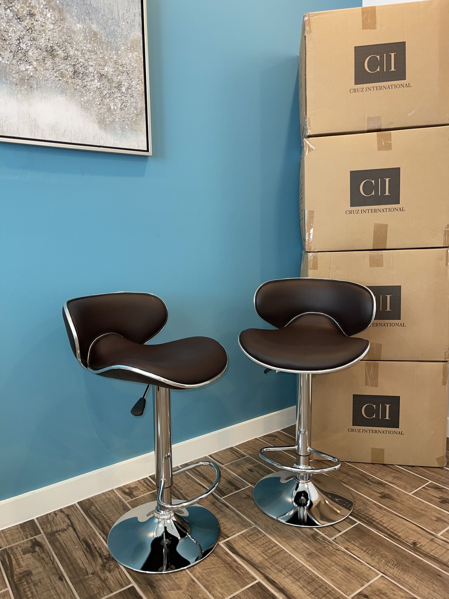 New 2 Brown Bar Stools