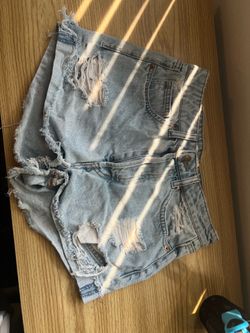 Light Wash Distressed Denim Cutoff Shorts