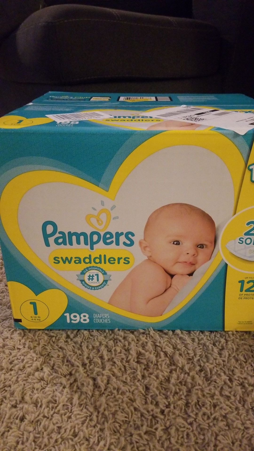 Pampers swaddled 198 count size 1