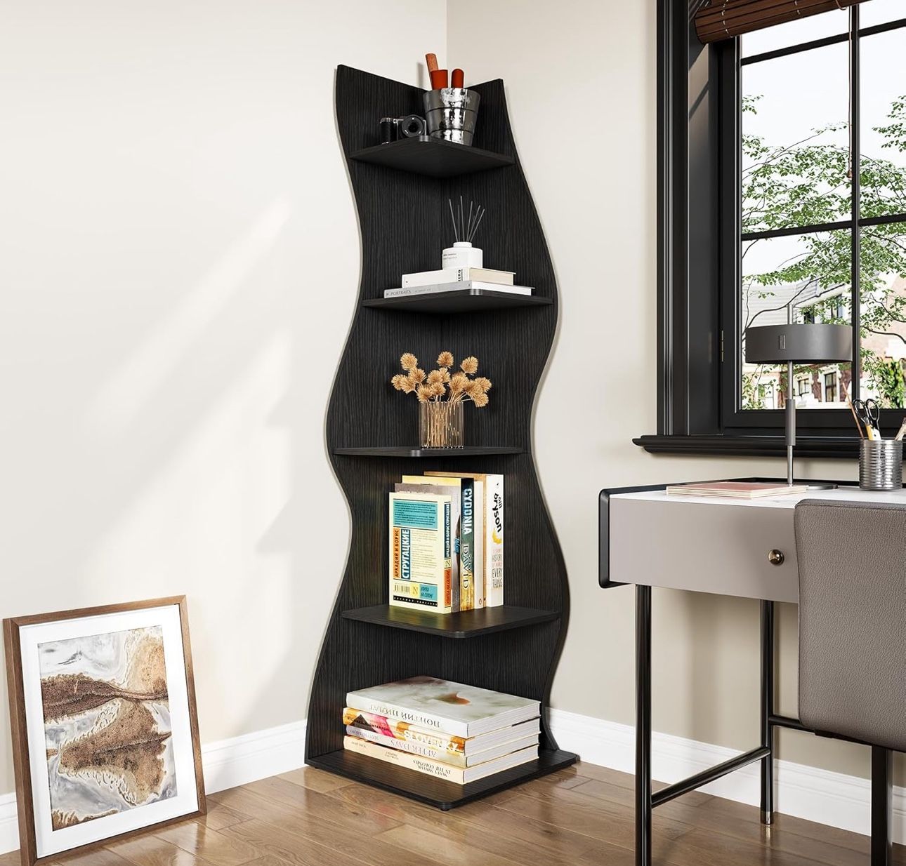 2 Curved Modern Bookshelves (almost new)