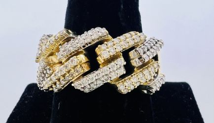Natural Diamonds 14k Yellow Gold Cuban Links Men's Ring