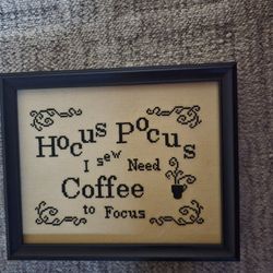 NEEDLEPOINT COFFEE SIGN 