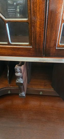 Dark Wood Display Cabinet with Glass Doors
