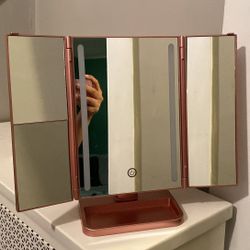 Rose Gold Make Up Mirror With Lights  