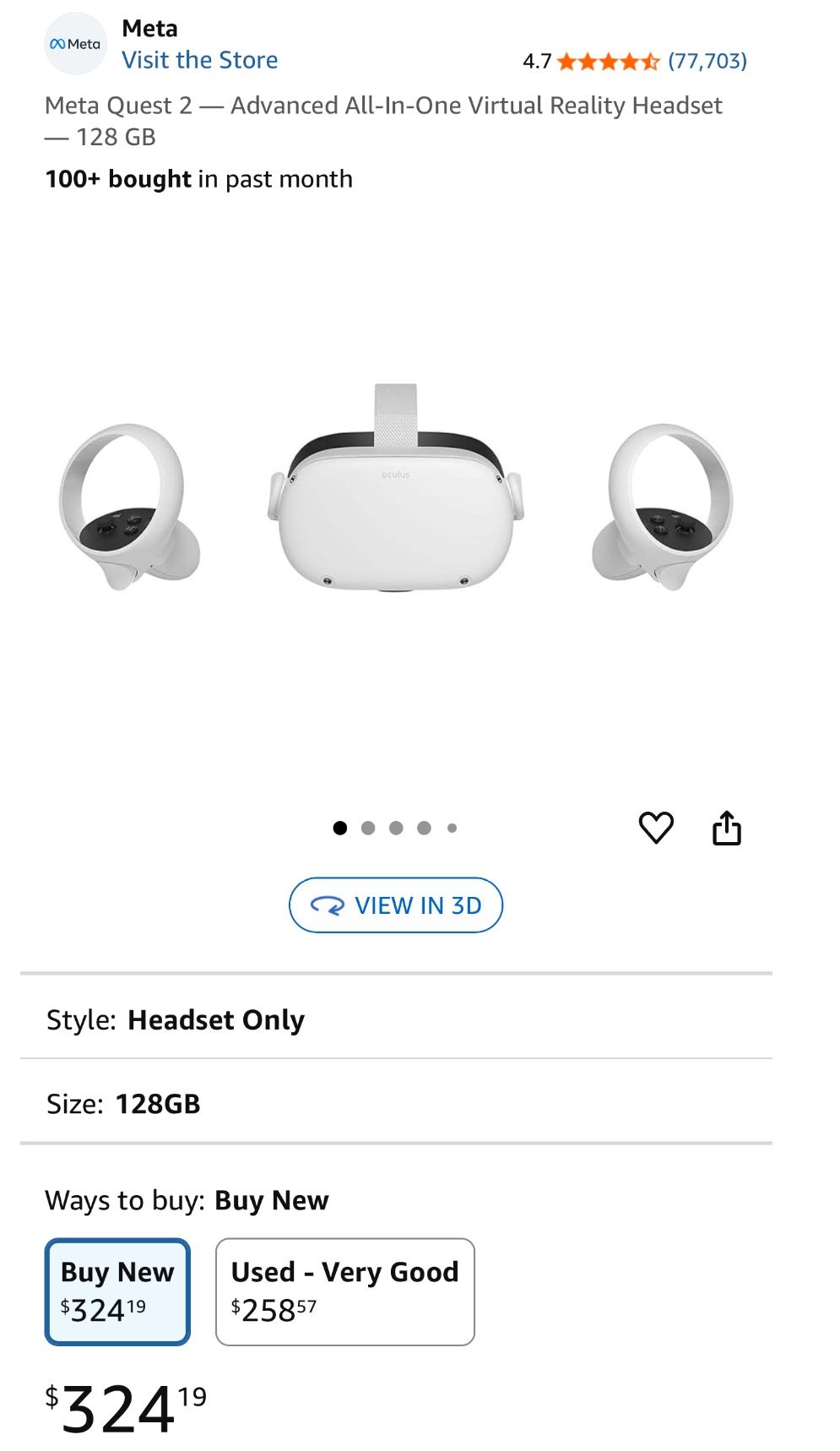 Meta Quest 2 - Advanced All-In-One Virtual Reality Headset ー 128GB New Sealed