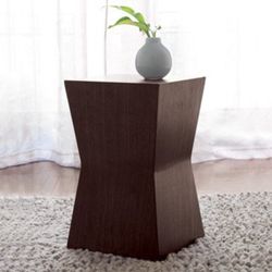 West Elm Used Rustic Geometric Pedestal, Stool, Side Table Chair Black Brown