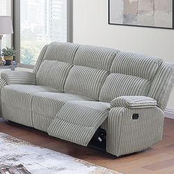 Light Grey Fur Like Corduroy Manual Recliner Sofa Brand New In Box Firm Price $560