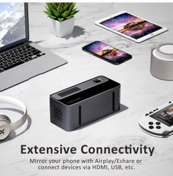 Crenova WiFi Projector with Bluetooth,170 ANSI Lumen Home Projector, Portable Mini DLP Projector 1080p Supported with 7000 mAh Built-in Battery & ±45°