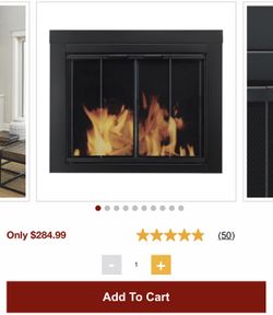 Pleasant Hearth Ascot Fireplace Glass Door — For Masonry Fireplaces, Medium, Black,