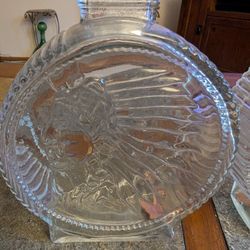 Anchor Hocking American Indian Head Buffalo Nickel Clear Glass Coin Bank Vintage