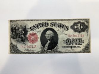 U.S. Series of 1917 $1 One Dollar Bill Large Note Sawhorse Bright Red Seal