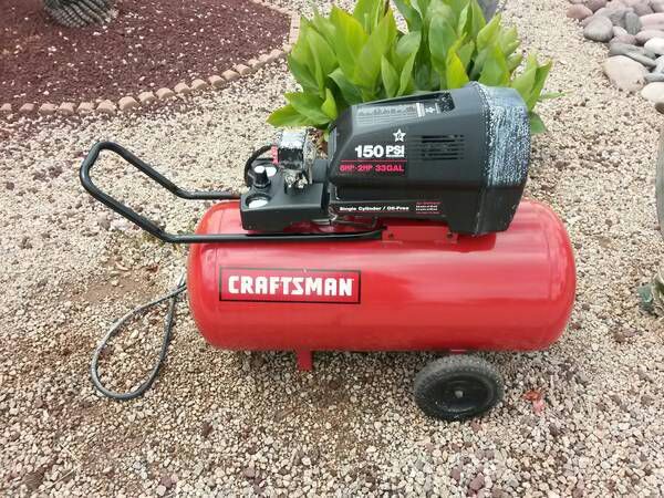 Craftsman 33 Gal Oil Free Air Compressor- 6hp and 150 PSI Max