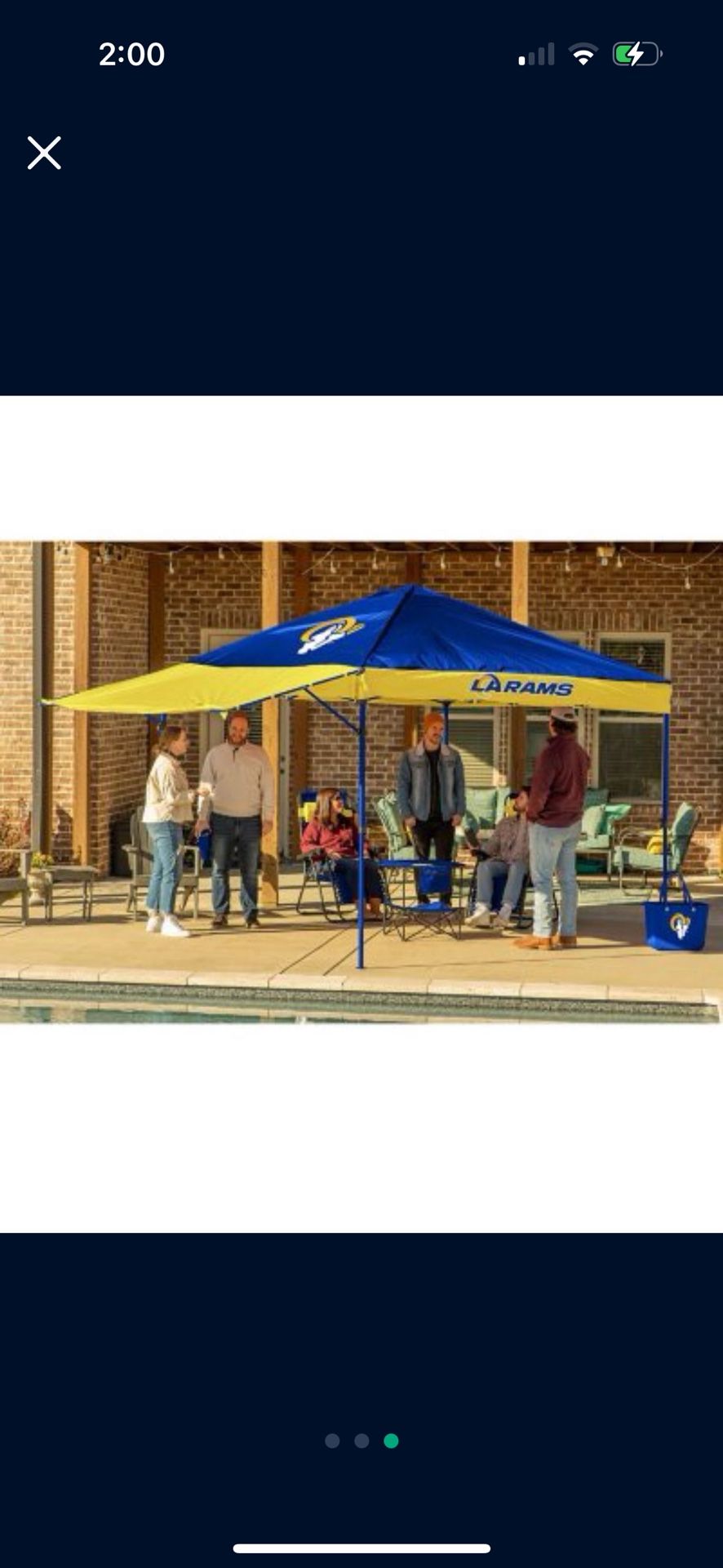 Logo Brands LA RAMS 10x10 Canopy With Swing Wall Brand New In Box