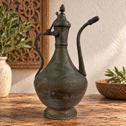 Antique Middle Eastern Copper Brass Dallah Coffee Pot 15.5” Handcrafted