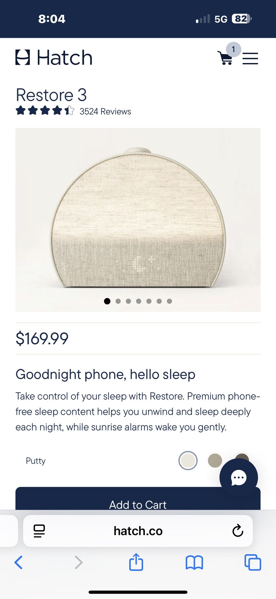 Hatch Restore 3 Smart Sound Machine Alarm Clock