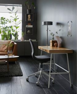 Bamboo Desk w/ Drawers and White legs