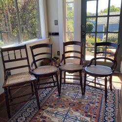 Lovely Set of Four Antique Bentwood Chairs with Cane Seats!